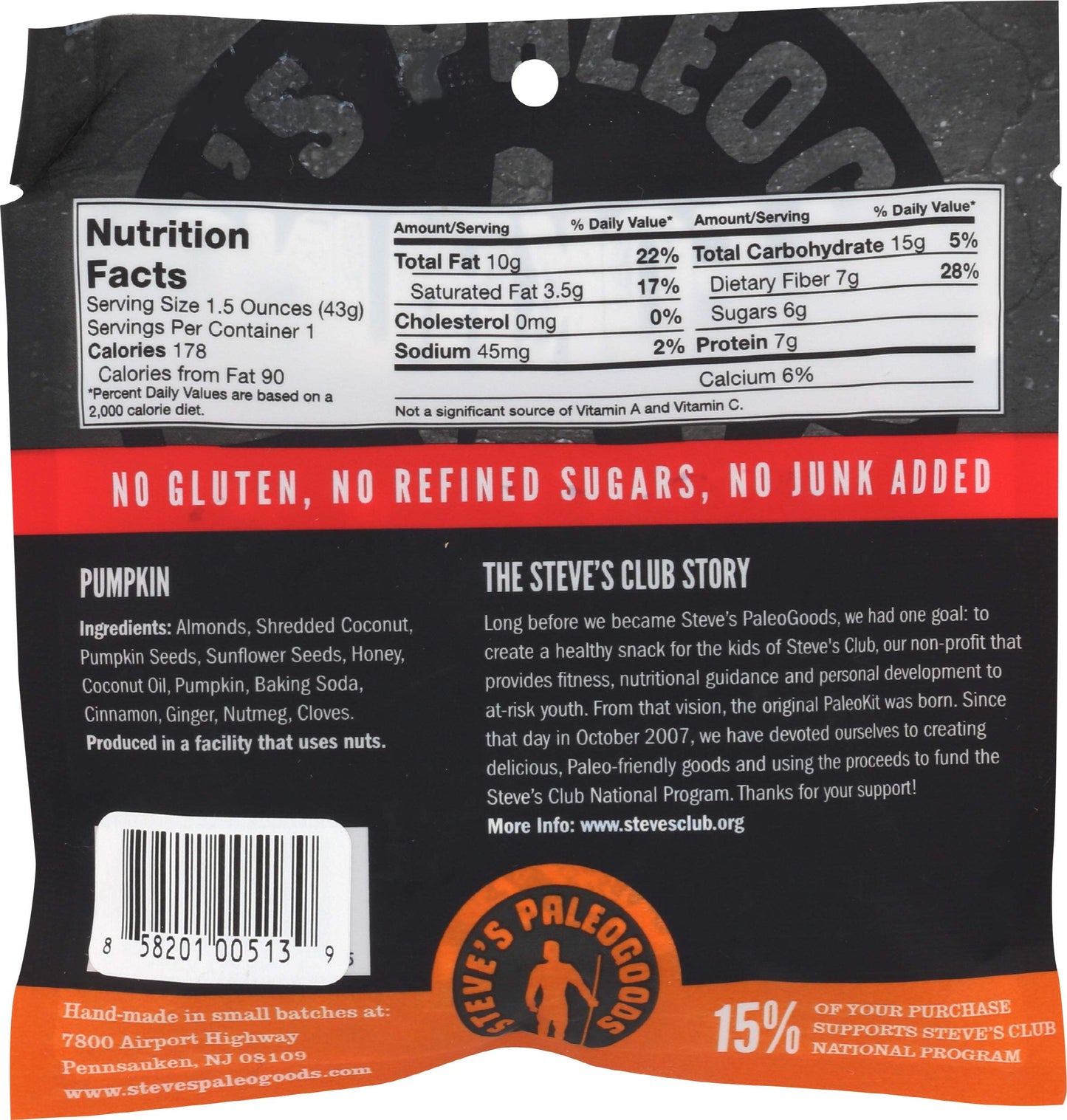 Steve's PaleoGoods, PaleoKrunch Bar Pumpkin, 1.5oz (Pack of 12) - Paleo Snack Packs, Backpacking Food, Road Trip Must Haves, Snack Variety Pack, Keto