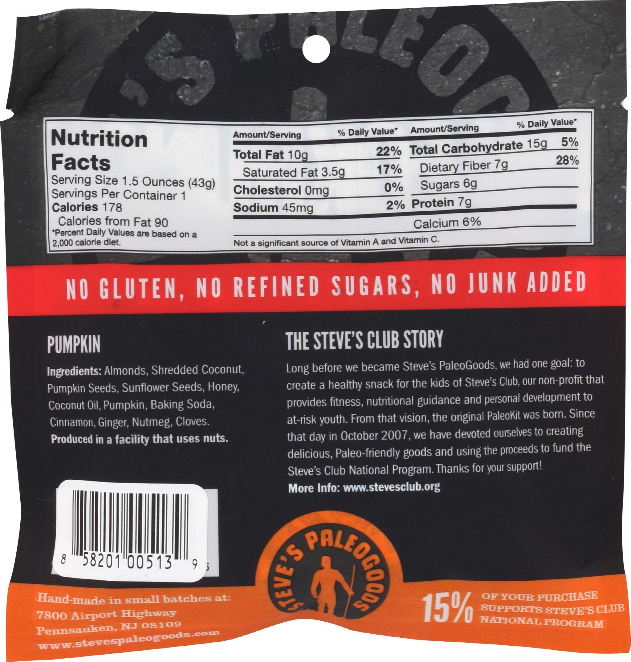 Steve's PaleoGoods, PaleoKrunch Bar Pumpkin, 1.5oz (Pack of 12) - Paleo Snack Packs, Backpacking Food, Road Trip Must Haves, Snack Variety Pack, Keto