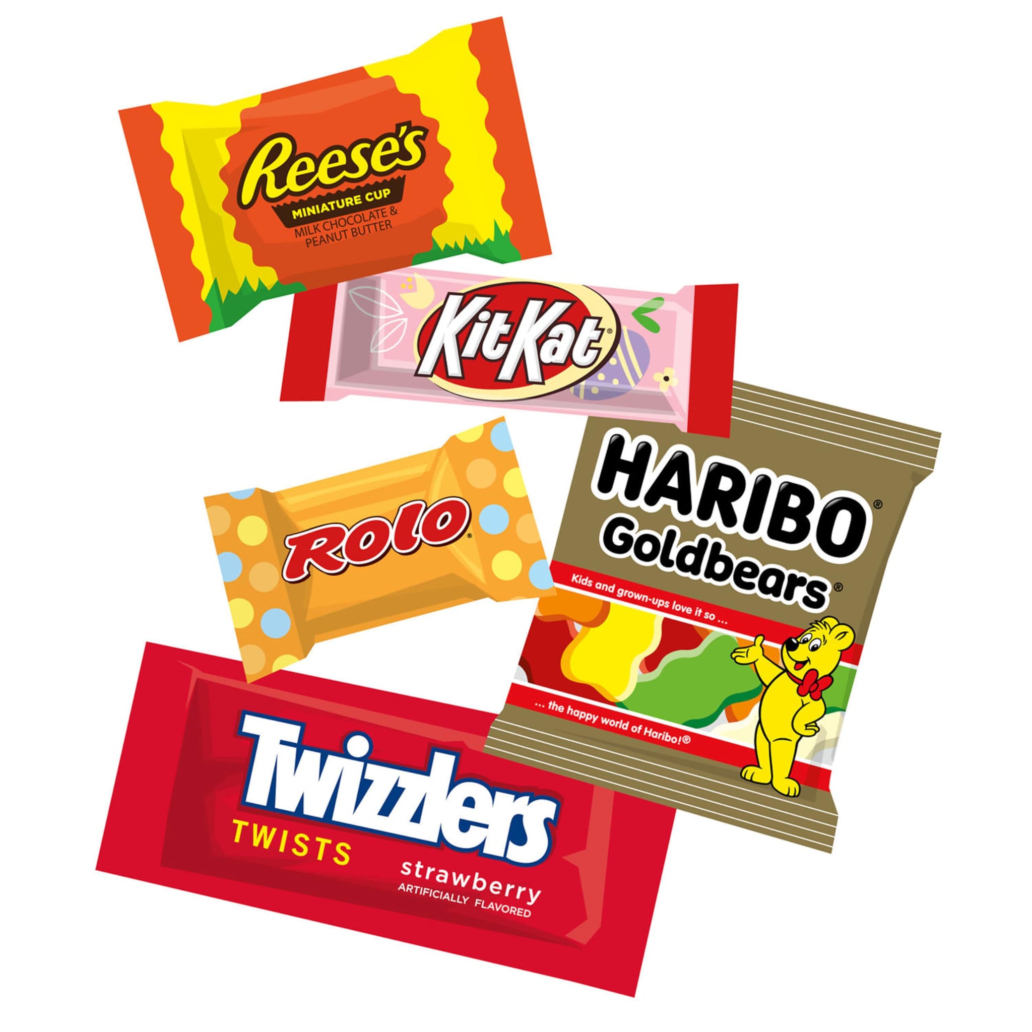 HERSHEY's Assorted Flavored, Easter Basket Easter Candy Variety Bag, 35.6 oz (110 Pieces)