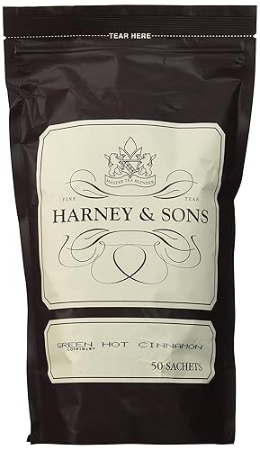 Harney & Sons Bag of Sachets, Green Hot Cinnamon Spice 50 Count