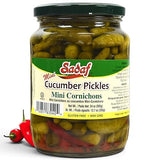 Sadaf Mini Cornichons Pickles - Cucumbers Pickles for Cooking & Snacking - Mini Cucumbers Pickled - Gluten Free - Non-GMO - Kosher - 24 oz Jar