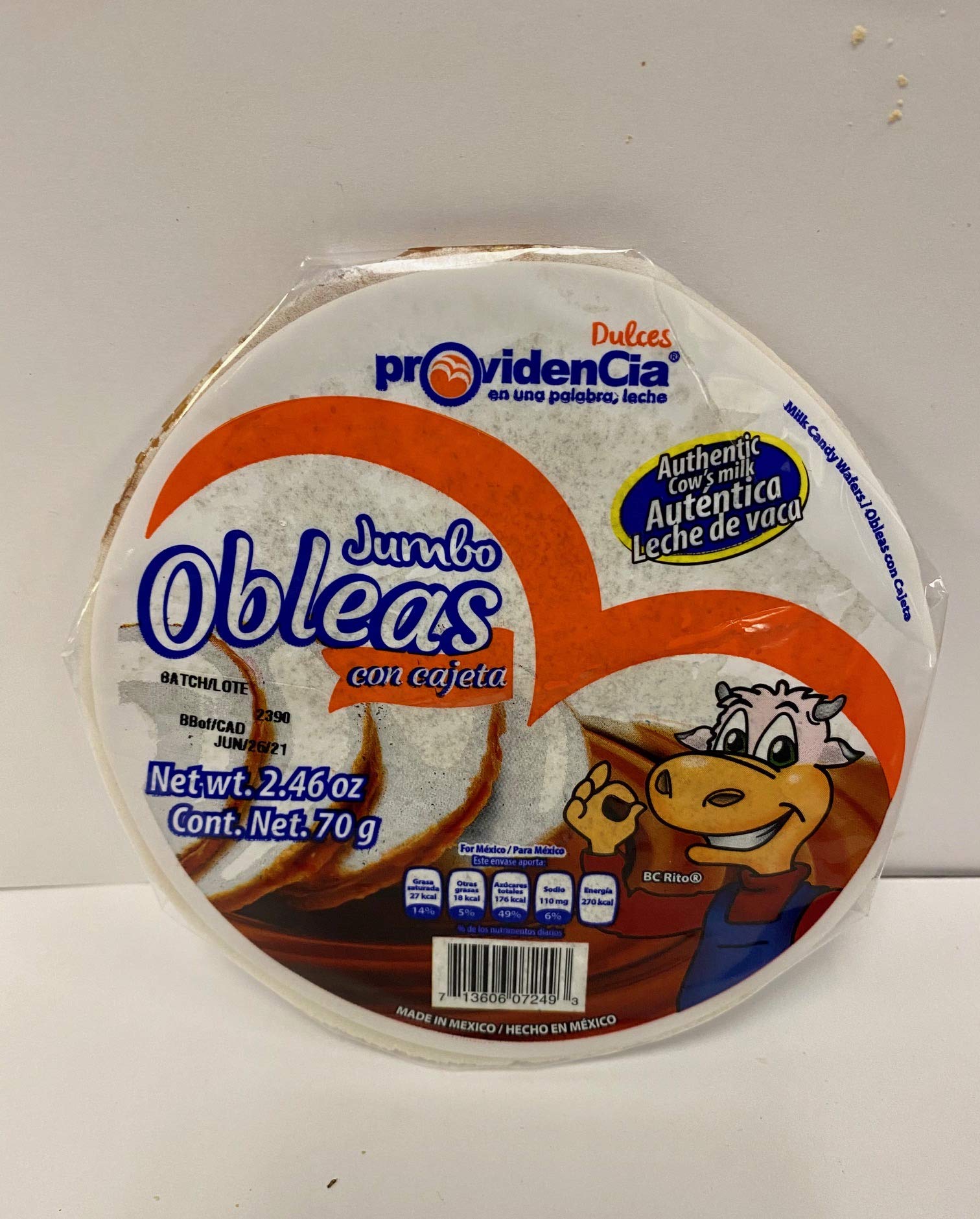 Obleas con cajeta/Milk candy wafer 12Pc 1lb 13.06oz