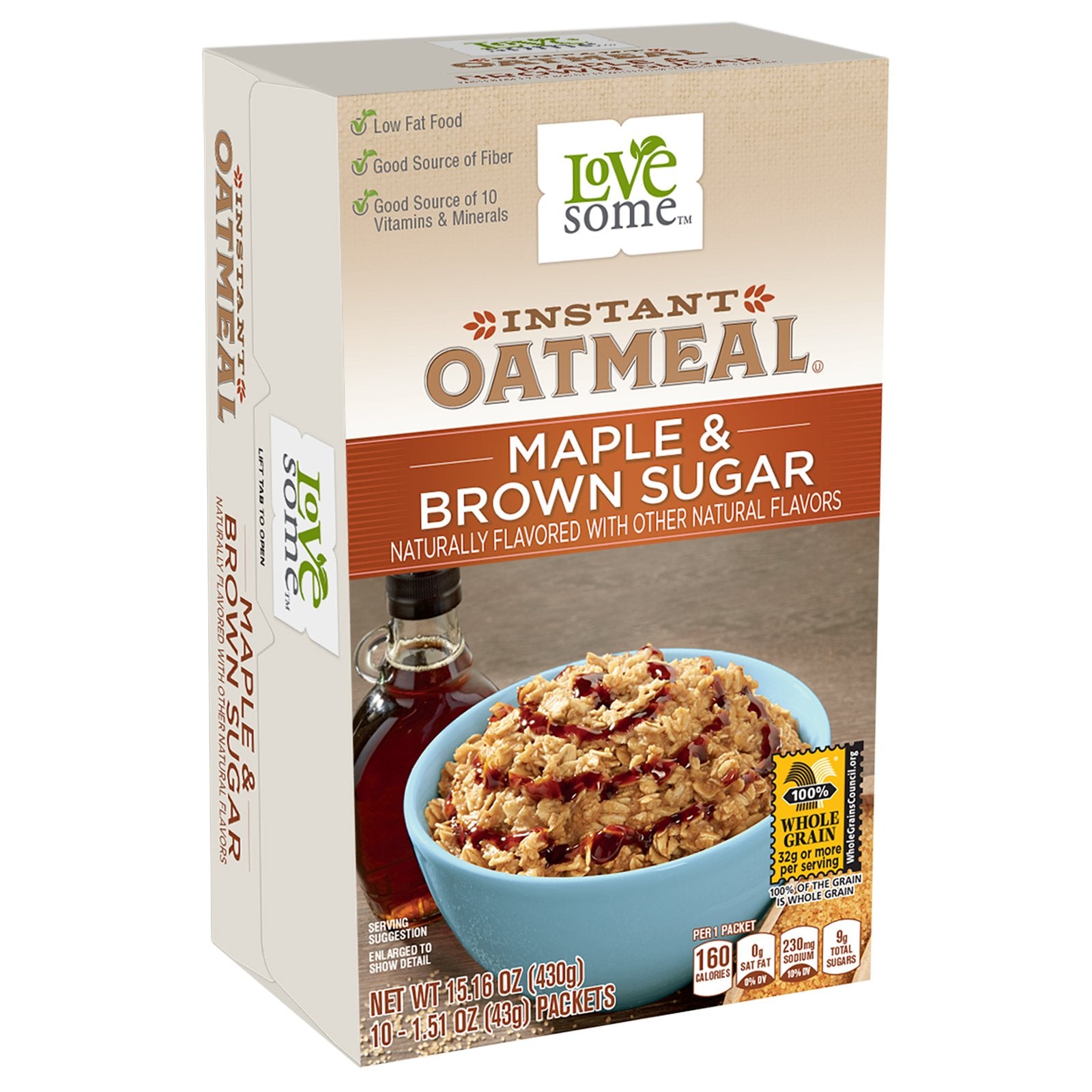 LoveSome Instant Oatmeal Maple Brown Sugar, 15.1 Ounce (Pack of 12)