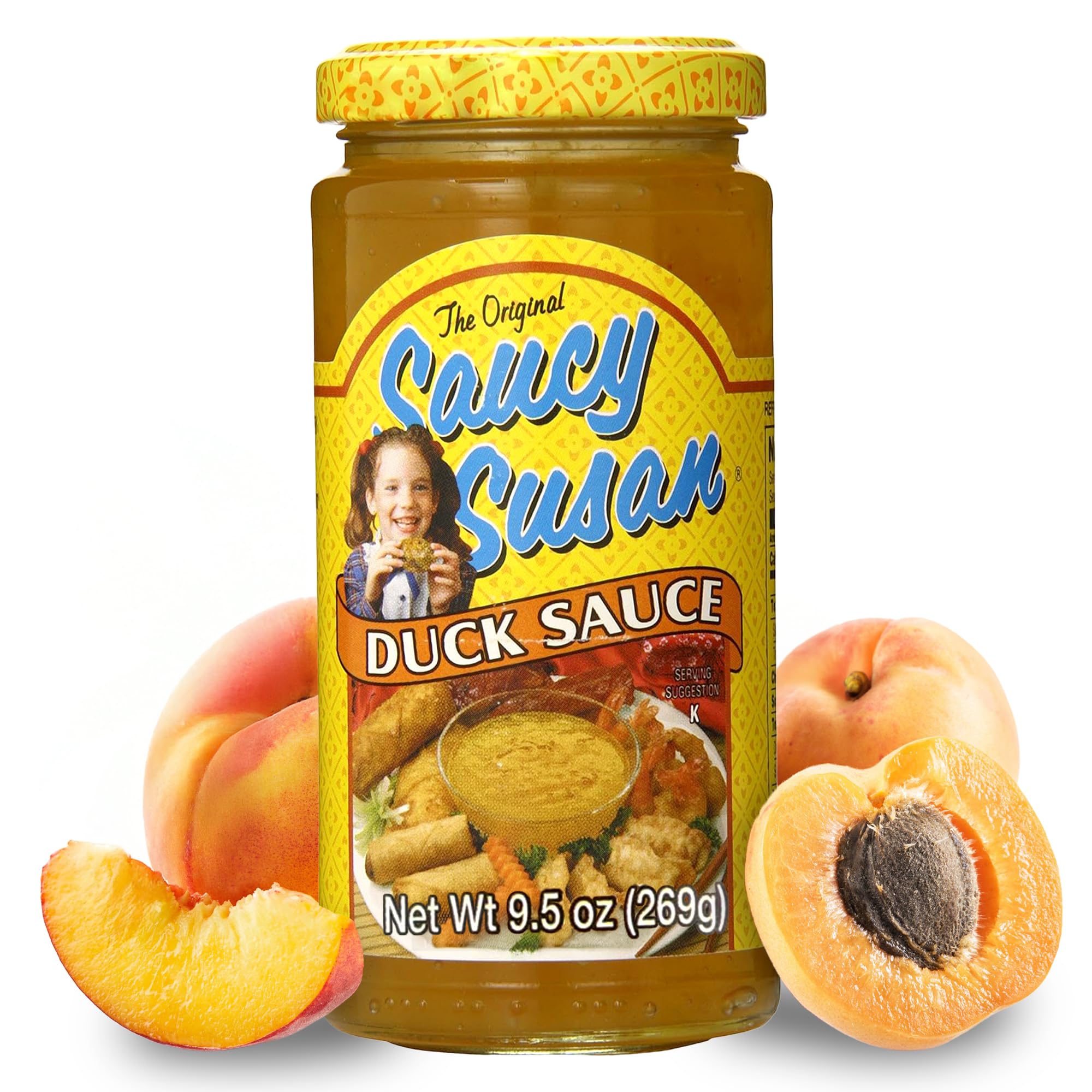 Saucy Susan Peking Duck Sauce 9.5 oz Jar - Sweet & tangy apricot-peach sauce with spices; ideal for glazing, dipping & marinating; great for egg