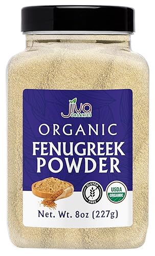 Organic Fenugreek Powder 8oz Jar - Gluten Free, Non-GMO, Methi Powder, Pure, Raw & Natural - Great As A Spice Or Even For Hair Growth by Jiva Organics