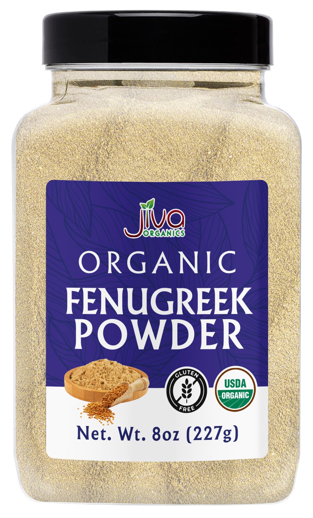 Organic Fenugreek Powder 8oz Jar - Gluten Free, Non-GMO, Methi Powder, Pure, Raw & Natural - Great As A Spice Or Even For Hair Growth by Jiva Organics