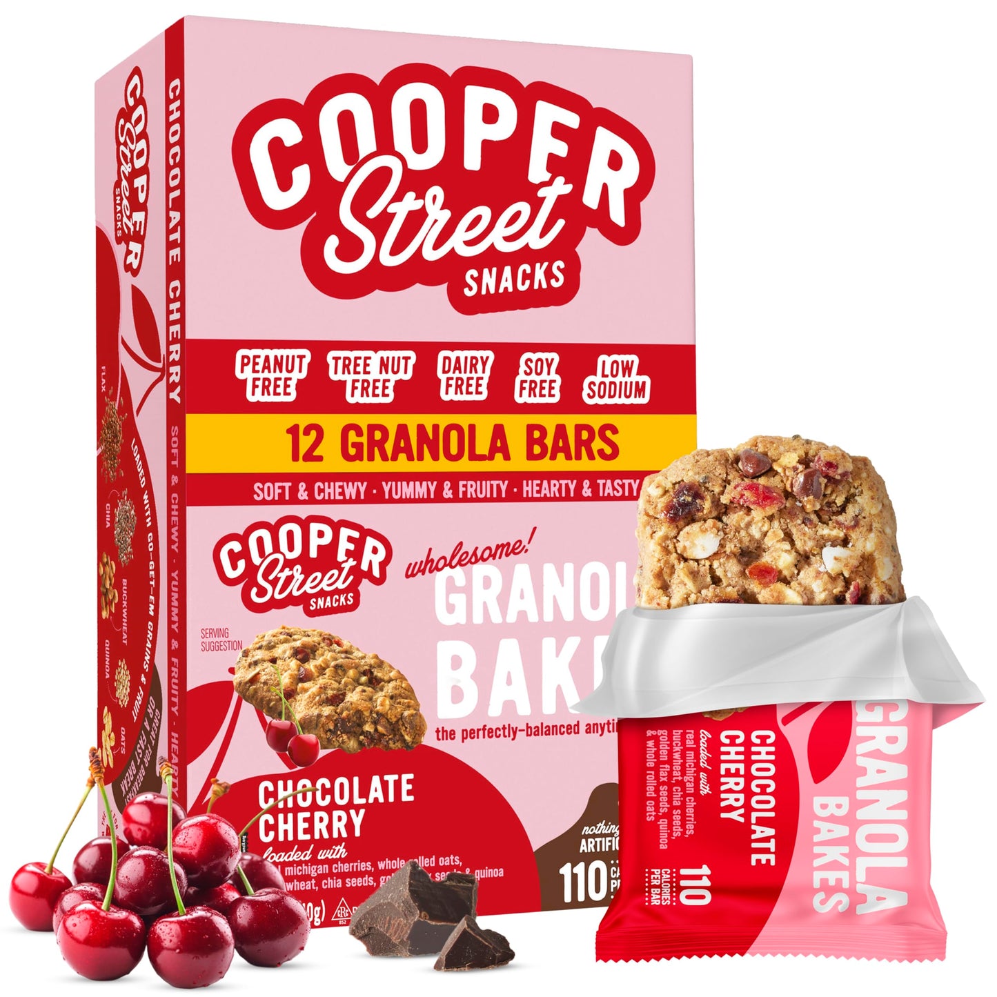 Cooper Street Granola Bakes - Soft Baked Oats, Grain & Seeds Breakfast Granola Cookie Bars - Nut & Dairy Free, Low Sodium, Healthy Lunchbox Snacks