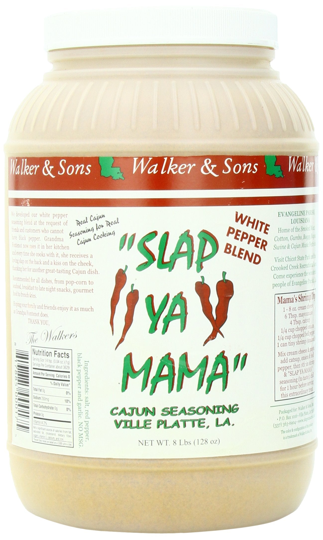 Slap Ya Mama Cajun Seasoning Blend, White Pepper, 8 Pound