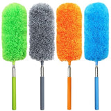 4 Pack Small Washable Microfiber Feather Duster, 13" to 30" Extendable Pole, Microfiber Head, Cleaning Tool for Office, Car, Computer, Furniture, Sofa