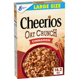 Cheerios Oat Crunch Cinnamon Breakfast Cereal, Made with Whole Grain, Large Size, 18.2 oz