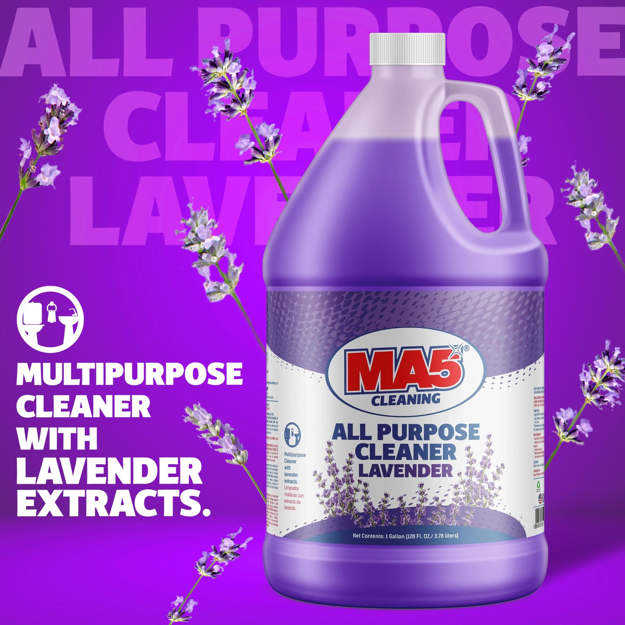 MA5x All Purpose Cleaner, Lavender, 1 Gallon | Multipurpose Cleaner with Lavender Extracts
