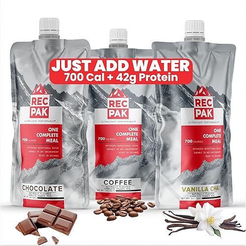 RecPak | 700 Cal, 43g Protein, Complete Nutrition for Backcountry Athletes | No-Cook Lightweight Liquid Meal for Mountaineering Backpacking Sking