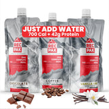 RecPak | 700 Cal, 43g Protein, Complete Nutrition for Backcountry Athletes | No-Cook Lightweight Liquid Meal for Mountaineering Backpacking Sking