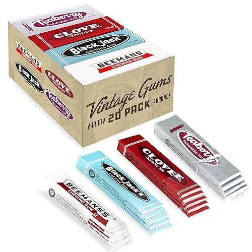 Gerrit's 20 Count Variety Gum Pack - Clove, Beeman's, Teaberry, & Black Jack Nostalgic Chewing Gum Bulk Pack, Old-Fashioned Candy, 4 Flavors, Old