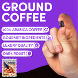 French Roast Ground Coffee | Dark Roast European Coffee | Extra Bold Strong Ground | Low Acid, Specialty Grade | 12 oz