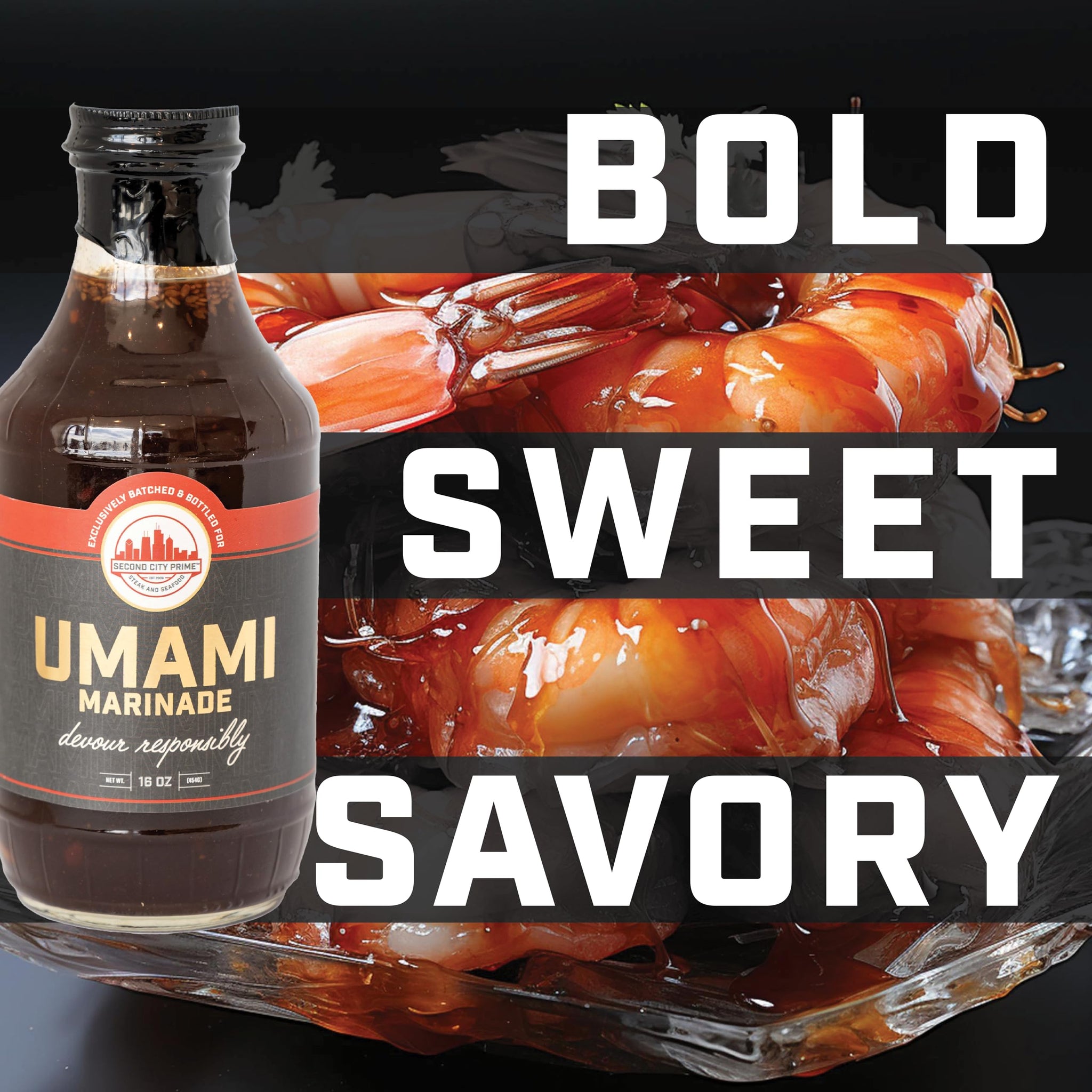 Umami Marinade Sauce for Chicken, Seafood, Pork & Select Steaks, Flavorful & Savory, Perfect Blend for Succulent & Savory Dishes - by Second City
