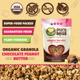 Pure Bliss Organic Granola (Chocolate Peanut Butter) Vegan, Gluten Free, Non-GMO, Best Tasting Natural Healthy Vegan Snack, Hand Made Delicious