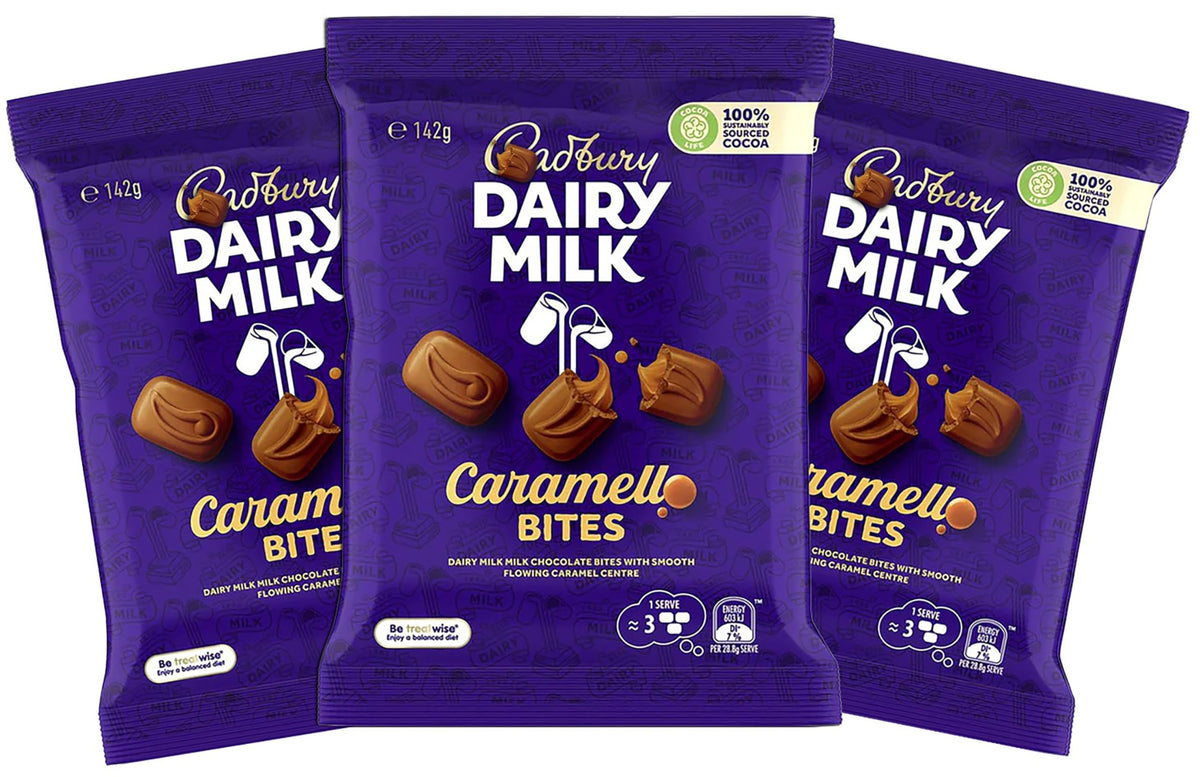 Cadbary Chocolate Bites Bulky Pack Candy for Parties & Gifts (Caramell - 3 Pack)