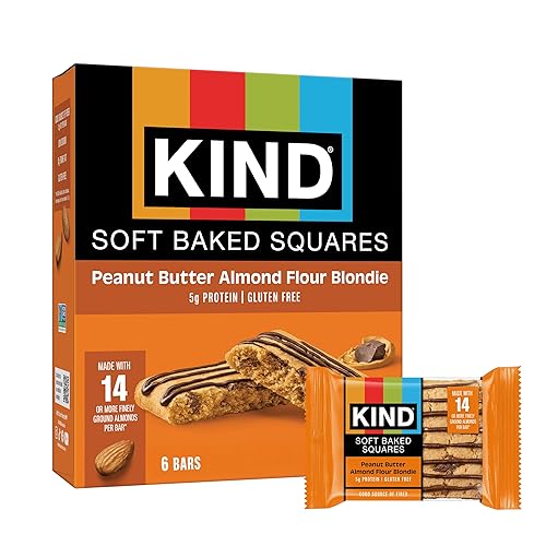 KIND Soft Baked Squares, Peanut Butter Almond Flour Blondie, Gluten Free, Healthy Snack Bars, 5g Protein, 6 Count