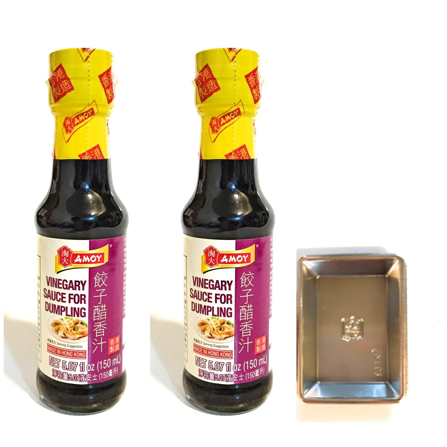 Amoy Vinegary Sauce For Dumpling 5.07 Oz(2 Pack) And 2 Soy Sauce Dish