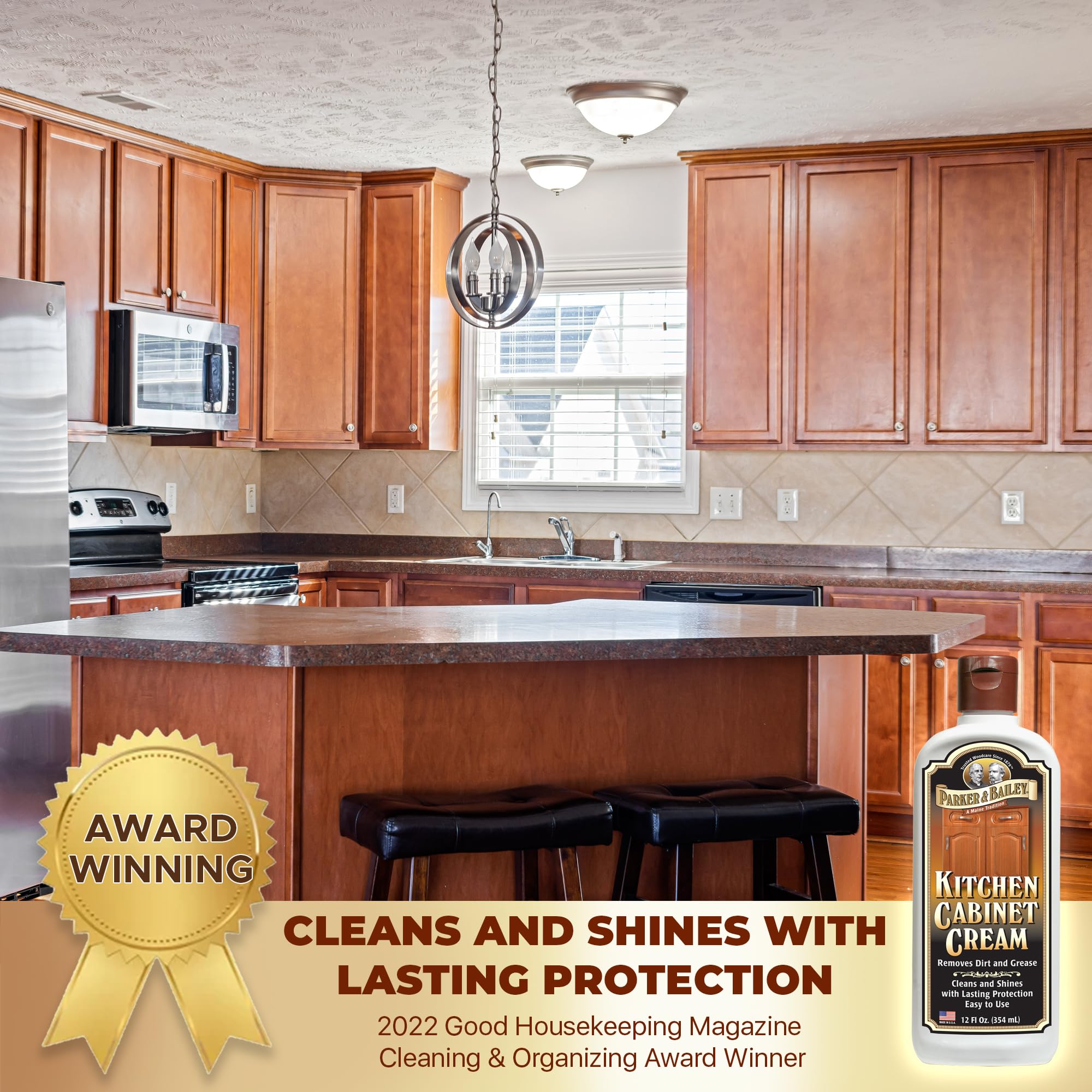 Parker & Bailey Kitchen Cabinet Cream, Multi Surface Cleaner & Furniture Cleaner, Quick Shine Wood Restorer & Protector for Cabinets, Tables