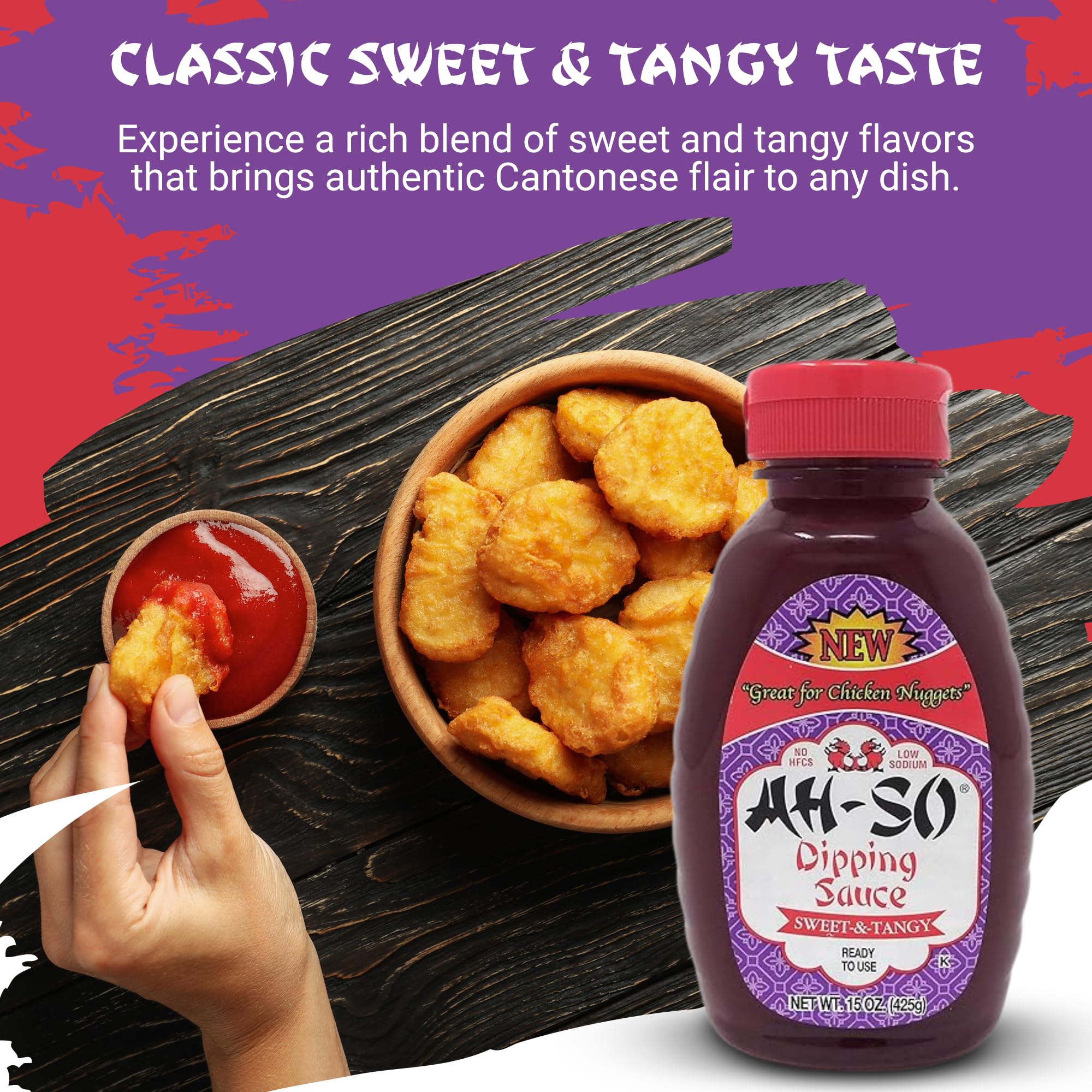 Ah-So Chinese-Style Dipping Sauce 11 oz Squeeze Bottle - Sweet & Tangy Sauce for Egg Rolls, Dumplings & Appetizers; Great as Marinade & Glaze for Pork