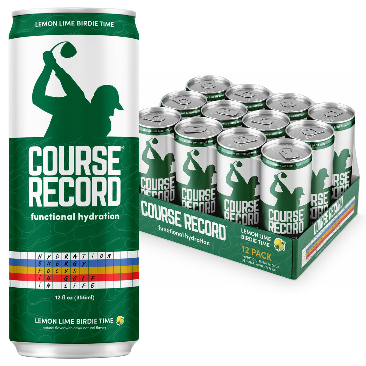 Functional Hydration Drink for Golfers - COURSE RECORD Variety Pack - Electrolytes, Calm Energy & Focus - Healthy Sports Drink - 12-Pack (12oz Cans)