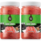 Best of Thailand Japanese Pink Pickled Sushi Ginger | No MSG | 2 Jars of 12oz Fresh Sliced Young Gari Pickled Ginger in Sweet Pickling Brine with