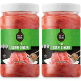 Best of Thailand Japanese Pink Pickled Sushi Ginger | No MSG | 2 Jars of 12oz Fresh Sliced Young Gari Pickled Ginger in Sweet Pickling Brine with