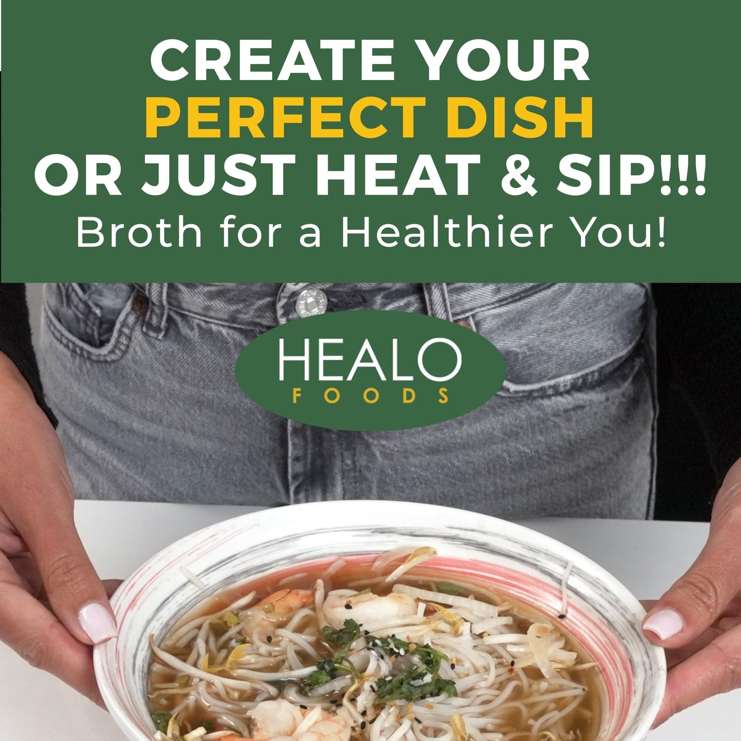 Healo Foods All Natural Vegetable Broth - High Protein, Zero Fat, Gluten-Free, Non-GMO - Ideal for Cooking & Sipping - 14 fl. oz. Glass Jars (Pack