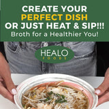 Healo Foods All Natural Vegetable Broth - High Protein, Zero Fat, Gluten-Free, Non-GMO - Ideal for Cooking & Sipping - 14 fl. oz. Glass Jars (Pack