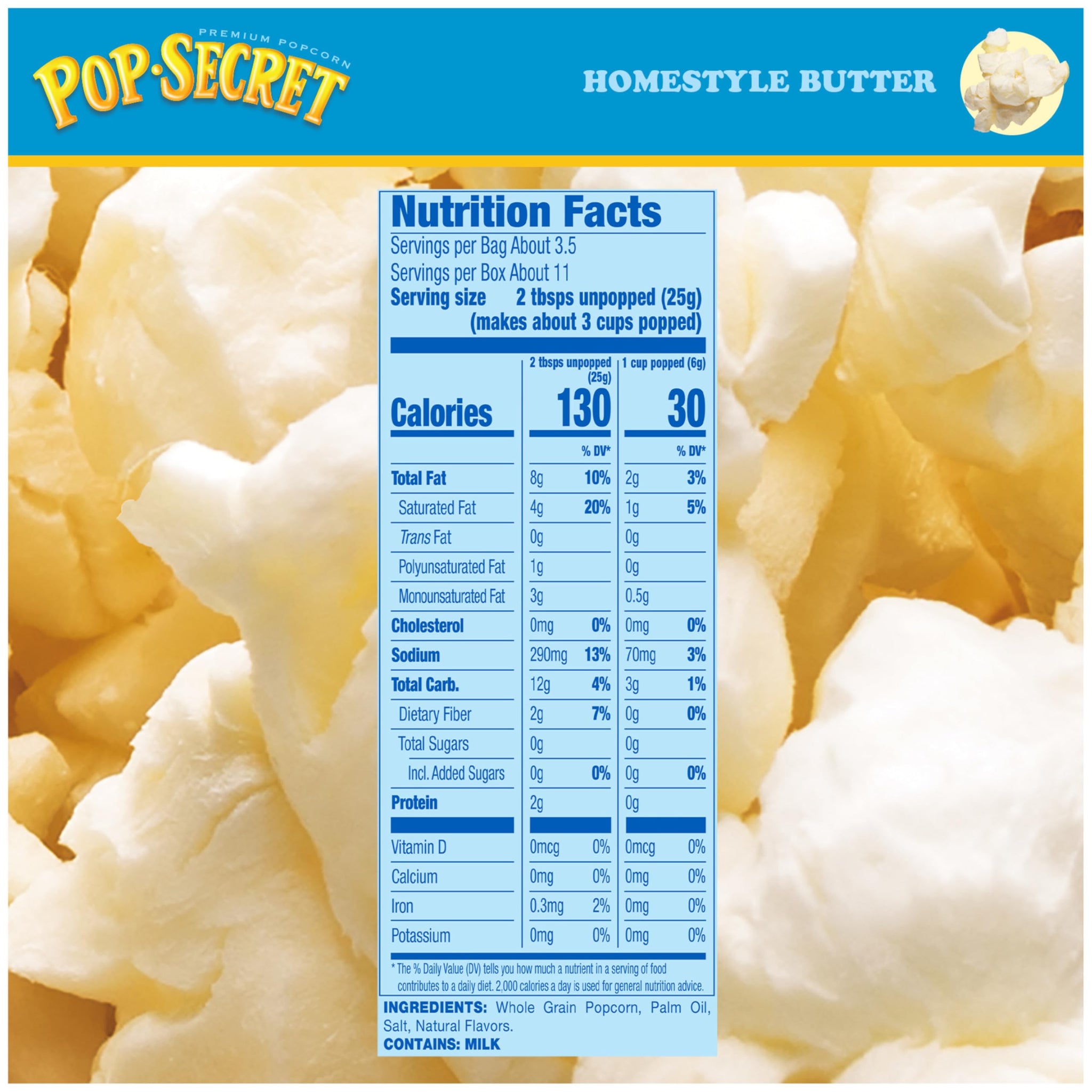 Pop Secret Homestyle Natural Butter Popcorn, 9.6 Ounce -- 6 per case.