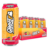 GHOST Energy Drink - 12-Pack, Strawbango, 16oz - Energy & Focus & No Artificial Colors - 200mg of Natural Caffeine, L-Carnitine & Taurine