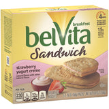 belVita Sandwich Strawberry Yogurt Creme Breakfast Biscuits, 5 Packs (2 Sandwiches Per Pack)
