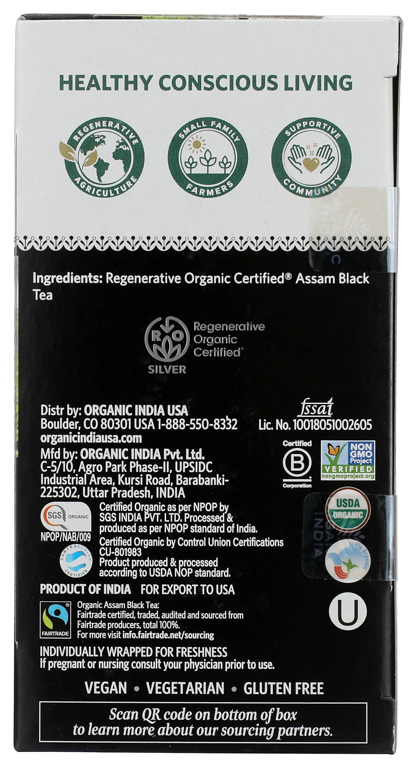 Organic India Organic Assam Black Tea, 18 CT