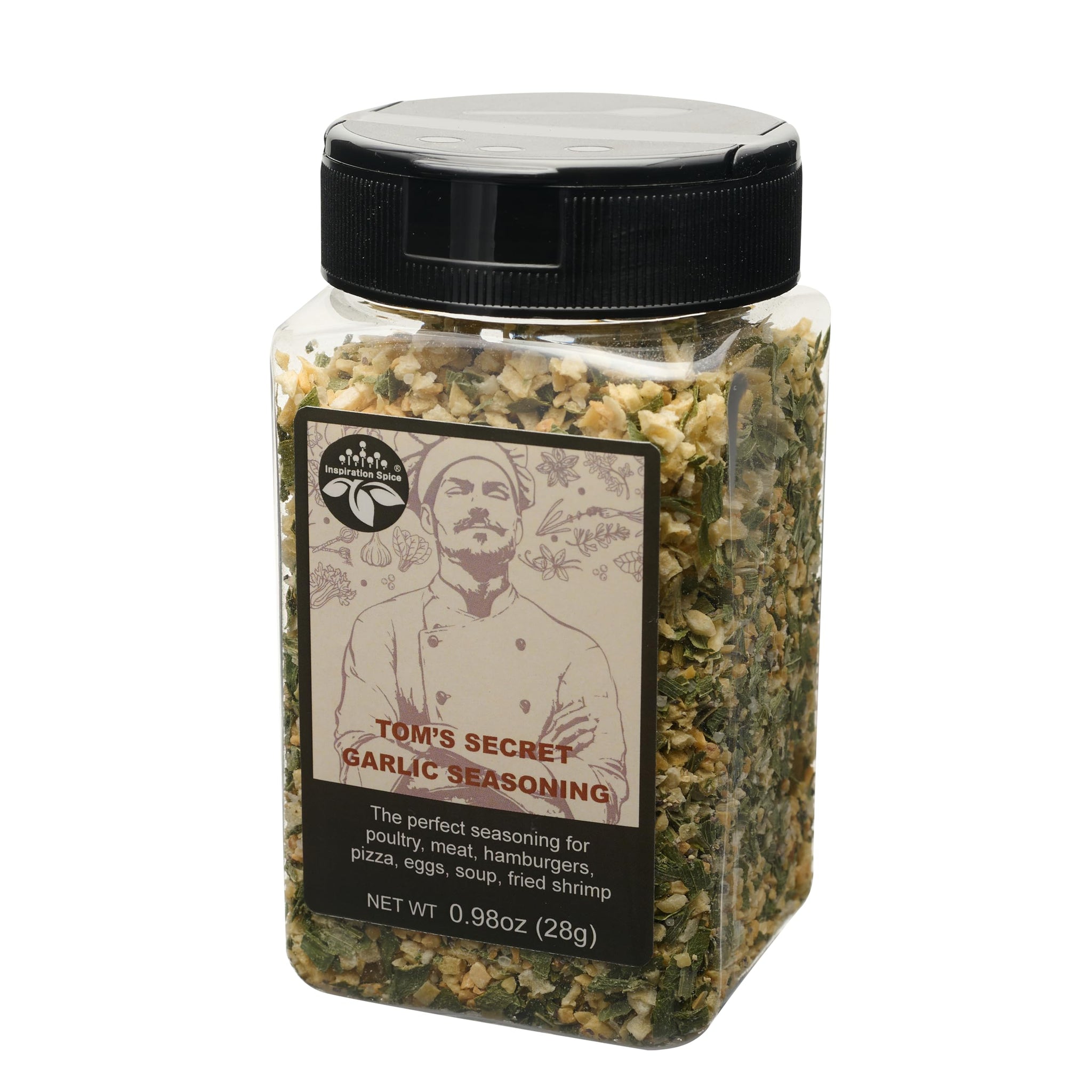 Inspiration Spice Tom’s Secret - Bold & Savory Garlic and Herb Blend with Chives & Black Pepper - Perfect for Meat, Vegetables & Sauces - 6oz