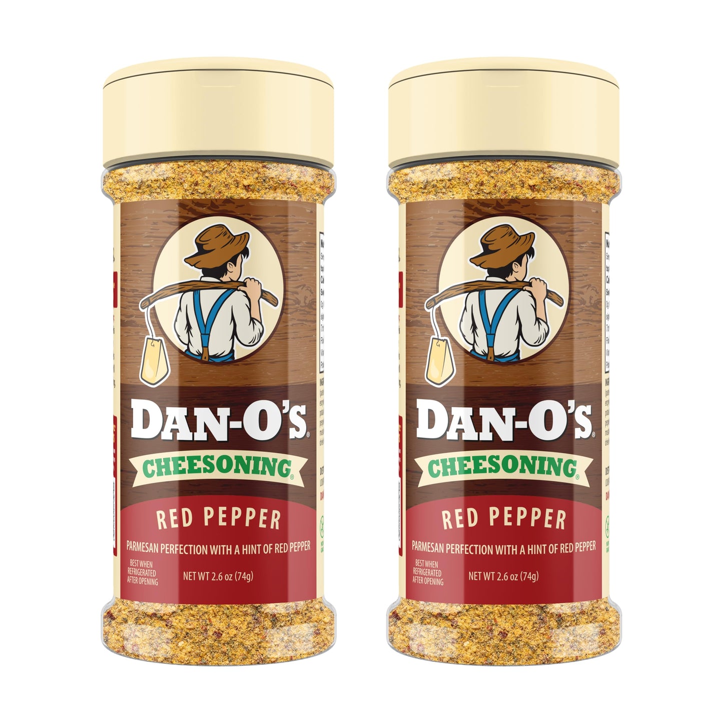 Dan-O's Red Pepper Cheesoning Seasoning, 2.6 oz Bottle, 2 Pack, Cheesy Seasoning for Pizza, Popcorn, Chicken and More, Sugar Free, Zero Calorie, Bold