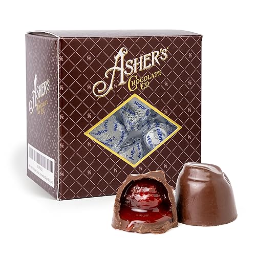 Asher's Chocolates, Sugar Free Cherry Cordials, Individually Wrapped Cordials, Asher's Giftable Box Design, Diabetic Friendly, Small Batches of Kosher