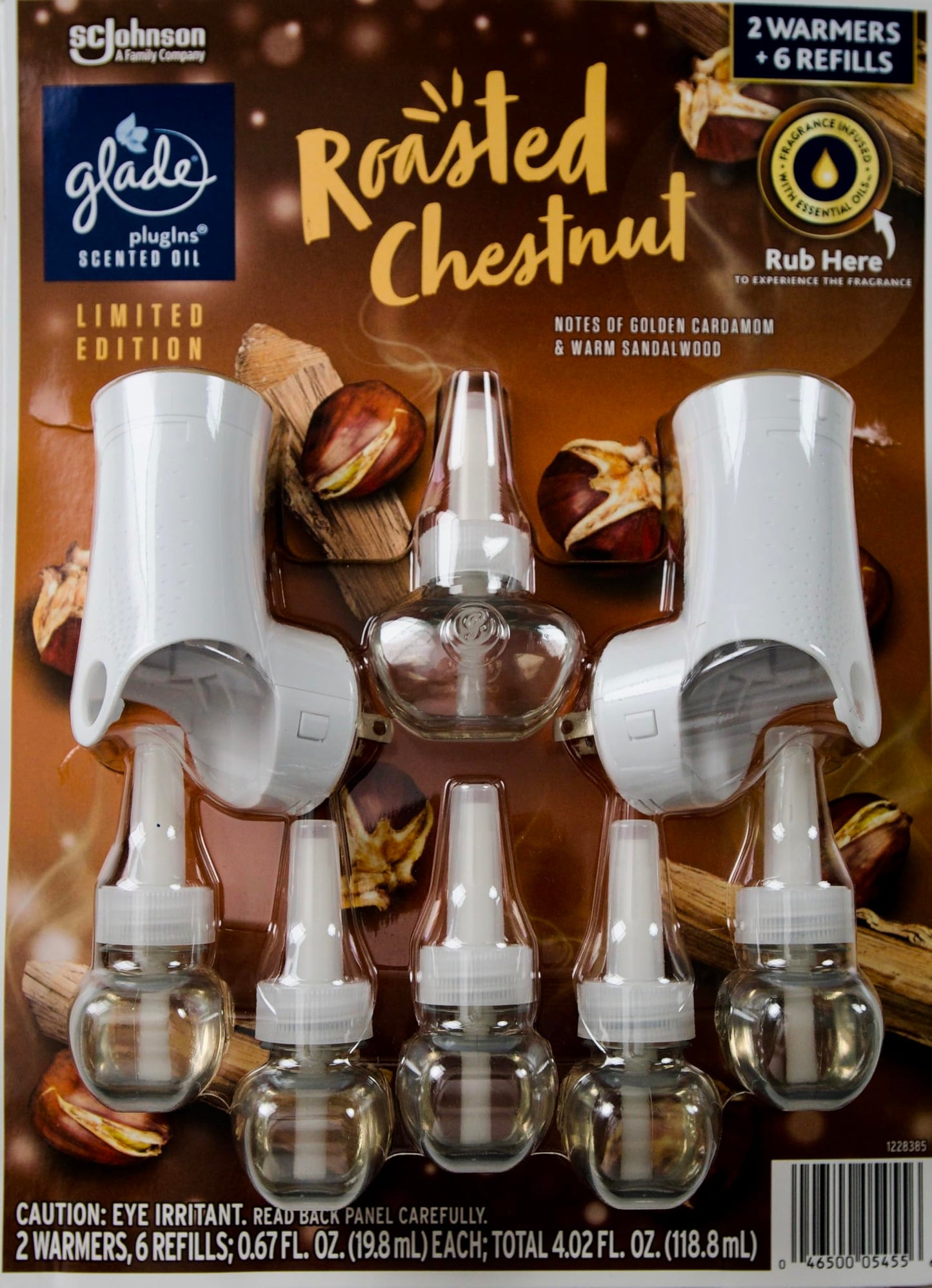 Glade Plugins Roasted Chestnut Scented Oils, 2 Warmers + 6 Refills