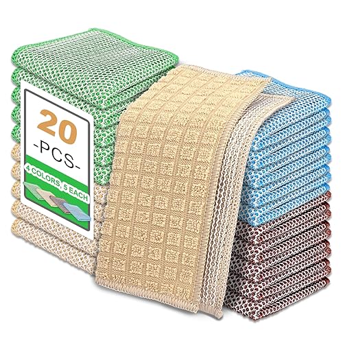 20 pcs Multipurpose Wire Dishwashing Rags, Upgraded 2-Layer Non-Scratch Metal Wire Dish Cloths for Wet/Dry Use, Reusable for Kitchen & Cookware, Sinks