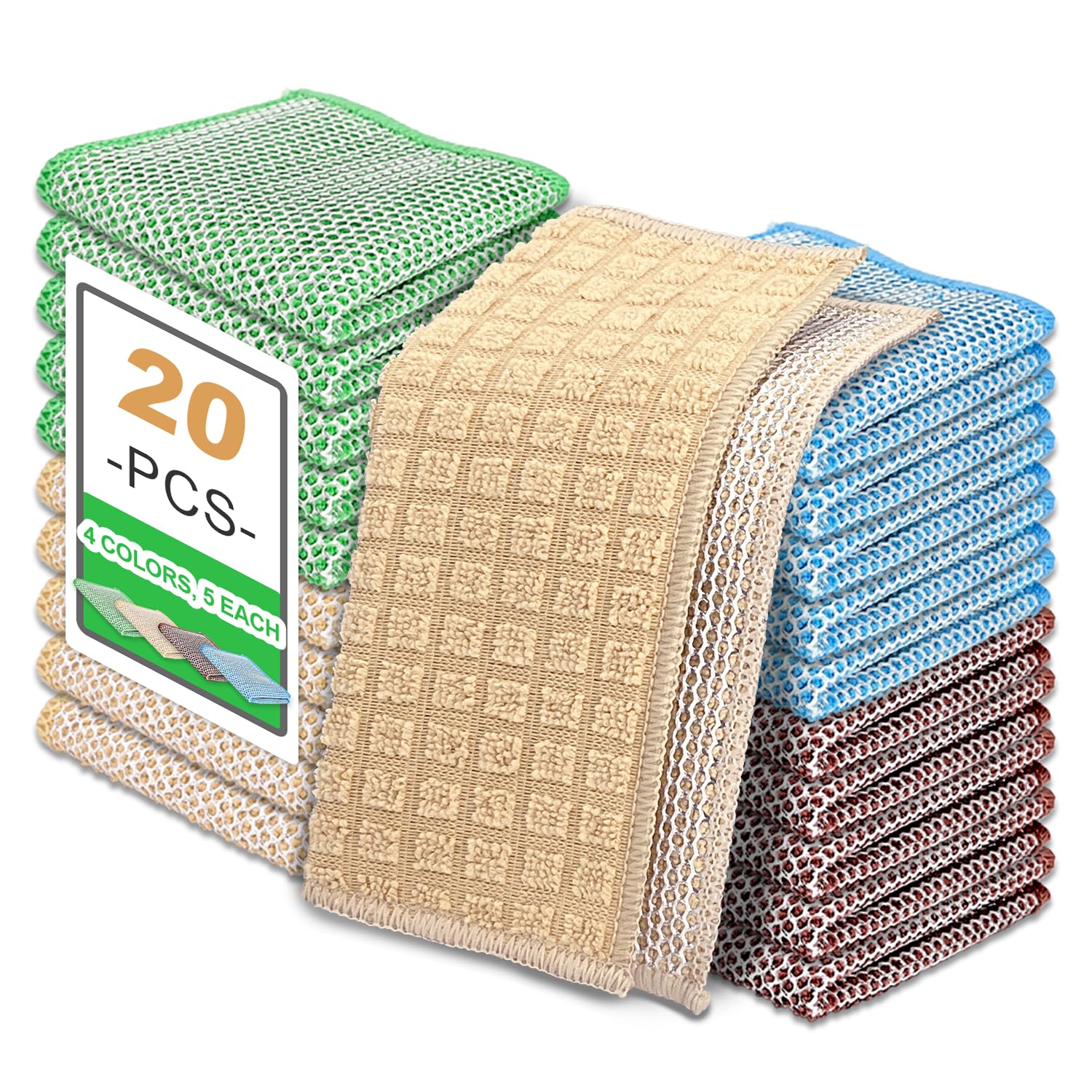 20 pcs Multipurpose Wire Dishwashing Rags, Upgraded 2-Layer Non-Scratch Metal Wire Dish Cloths for Wet/Dry Use, Reusable for Kitchen & Cookware, Sinks