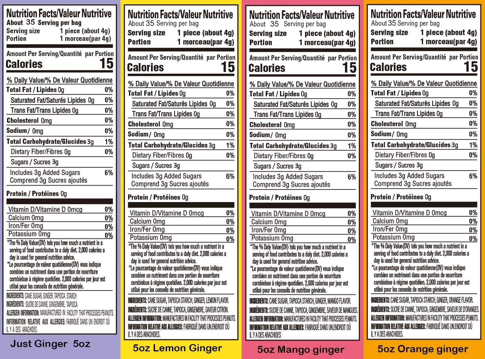Gem Gem Ginger Candy Chewy Ginger Chews (Assorted Mix, 5.0oz, Pack of 12)