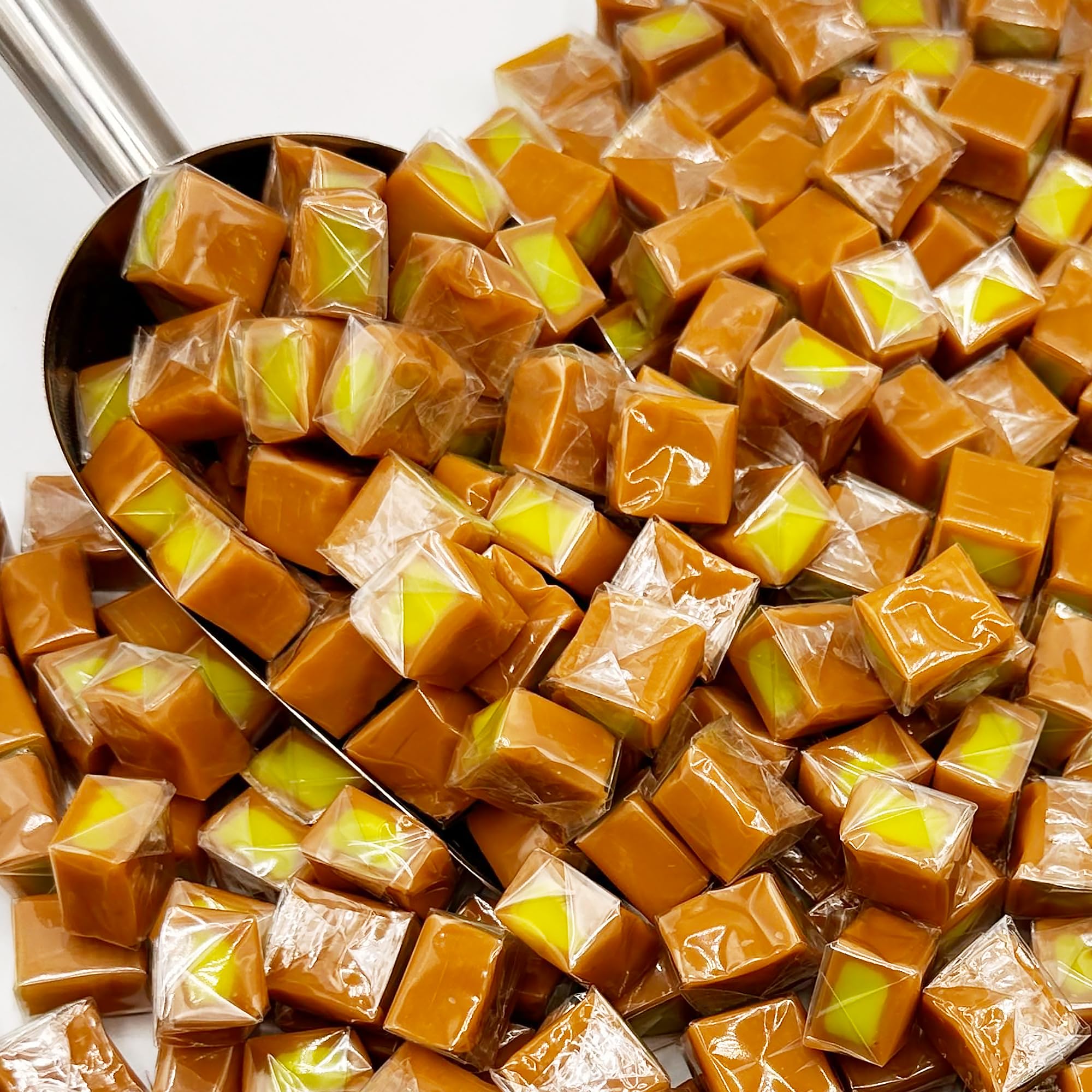 Caramel Cubes Candy Green Apple Filling - 1 Pound Bulk Bag - Individually Wrapped, Caramel Chews Soft Classic Chewy Candy, For all Holidays And Any