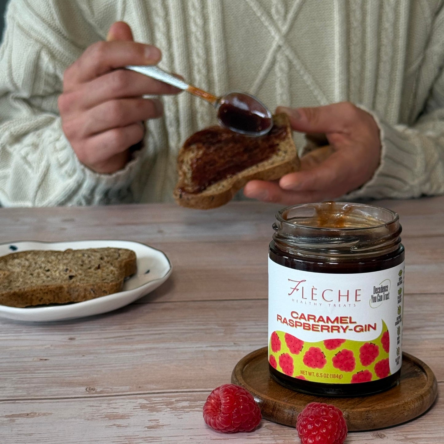 Flèche Raspberry Spread, Vegan Plant-Based, Refined Sugar-Free, Gluten-Free 6.5 oz (Two Jars, 13, Fl Oz)