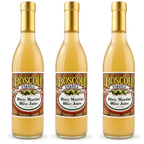 Boscoli Dirty Martini Olive Juice 12.7 oz Pack of 3, Premium Olive Brine Cocktail Mixer, All Natural Gluten Free Martini Mix for Dirty Martinis