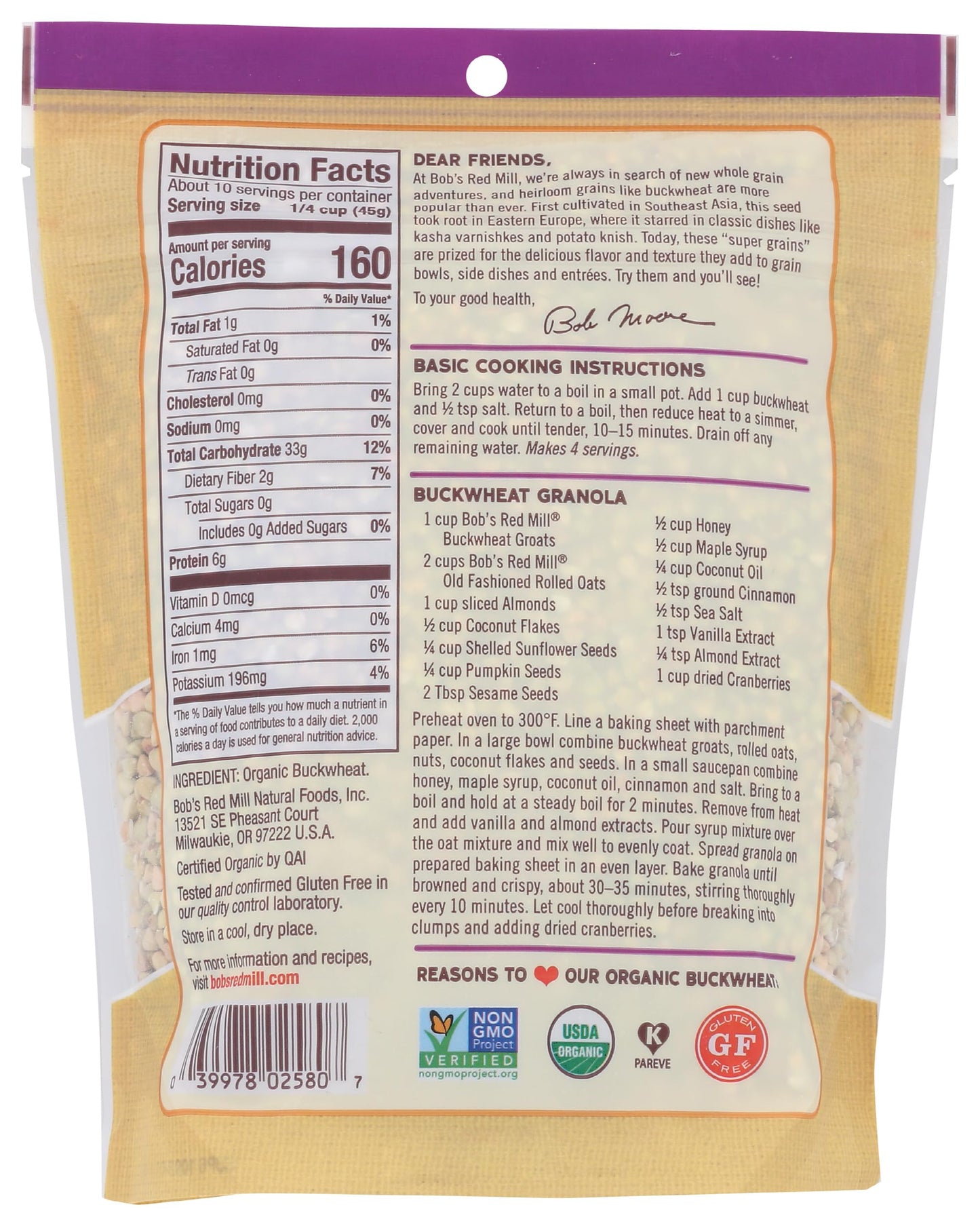Bob's Red Mill Gluten Free Organic Quick Cooking Rolled Oats, 28oz (Pack of 4) - Gluten Free, Organic, Non GMO, Whole Grain, Vegan, Kosher