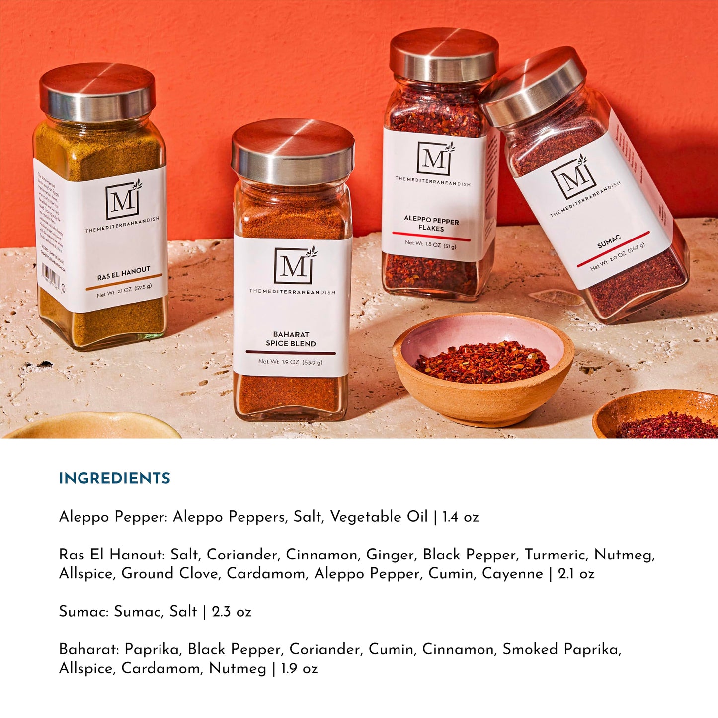The Mediterranean Dish Everyday Spice Bundle - Allspice, Coriander, Cardamom and Cumin - Essential Mediterranean Pantry Seasonings - Warm, Aromatic