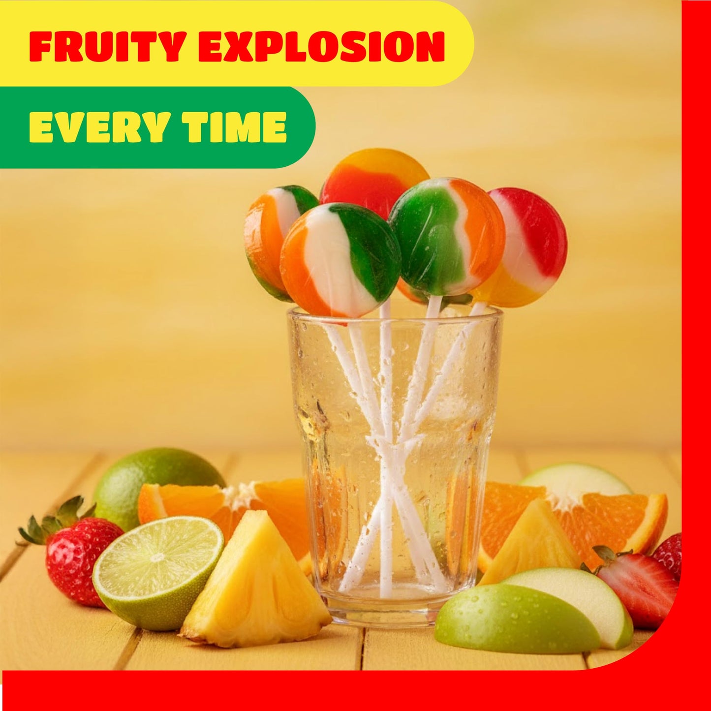 Fruit Lollipops - 40 Count - 1 Lb Pack - Assorted Fruit Hard Candy Individually Wrapped - Flat Suckers for Goodie Bags, Parties & Classroom Rewards