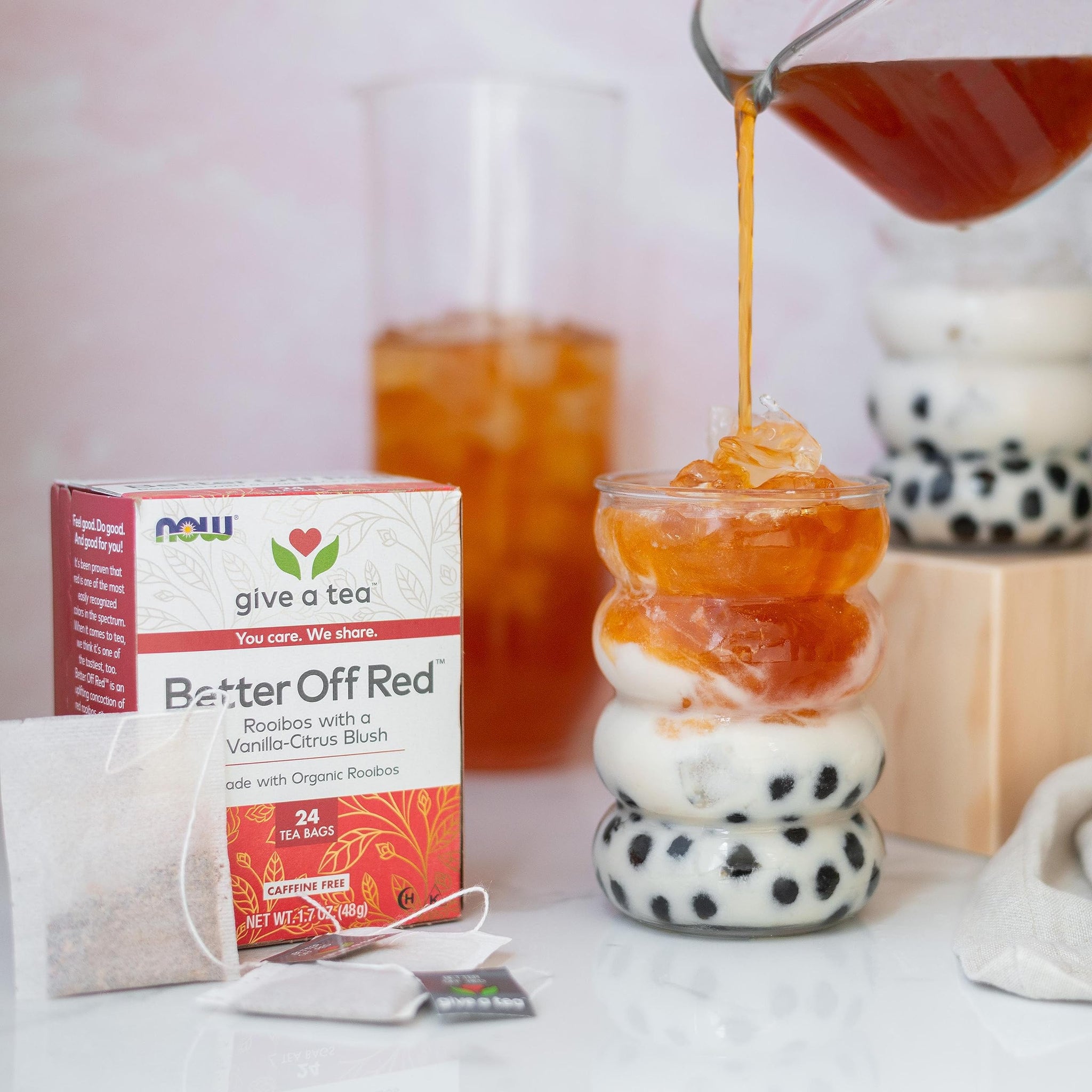 NOW Foods Give a Tea™ Better off Red™ Rooibos Tea with a Vanilla-Citrus Blush, Caffeine-Free, 24 bags