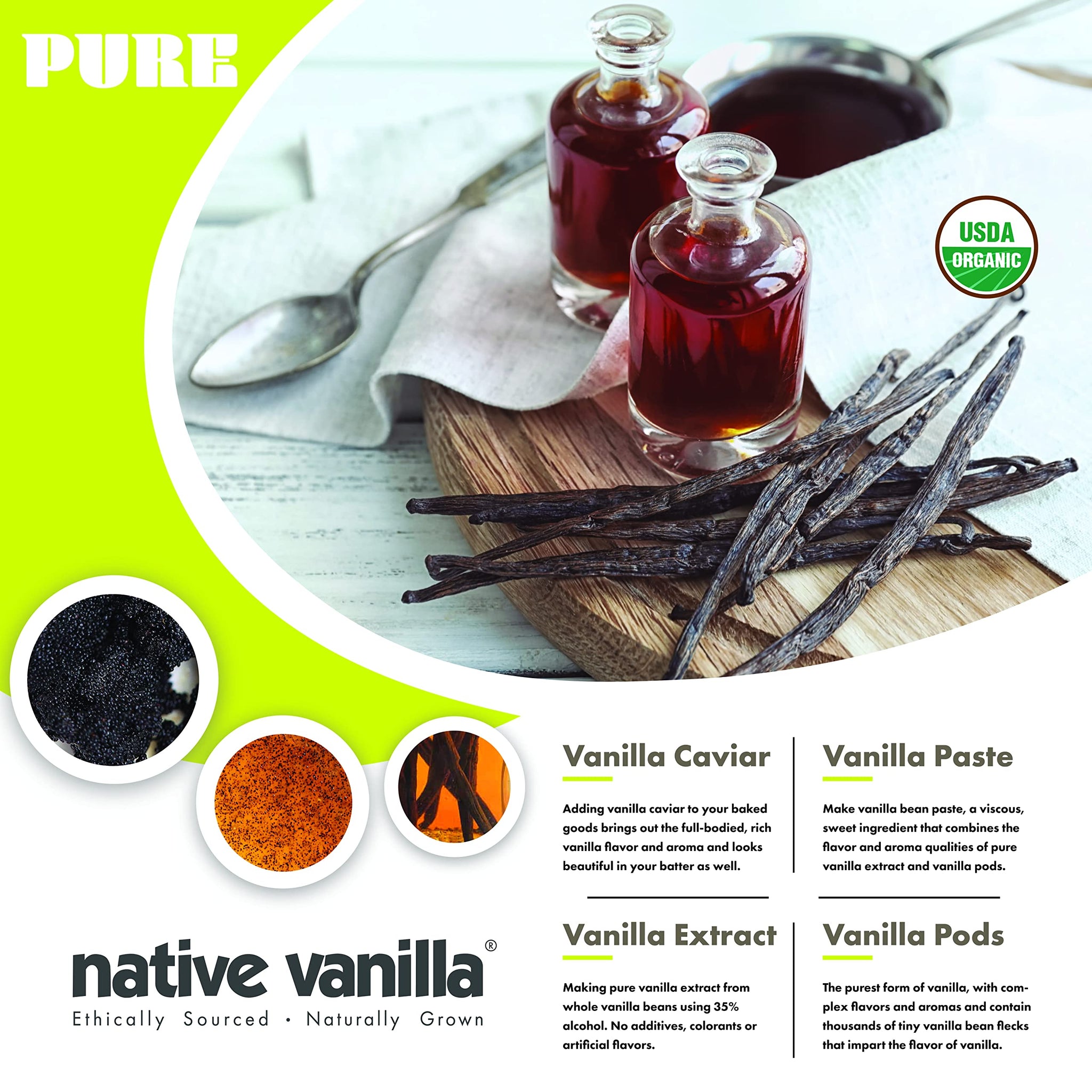 10 Organic Madagascar Vanilla Beans - Gourmet Grade A Premium Vanilla Pods - For Vanilla Extract & Baking - For Cooking, Desserts & More - 100% Vegan